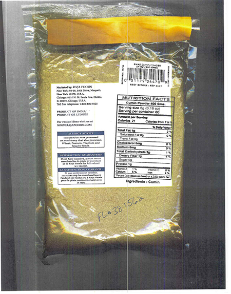 Raja Foods Issues Allergy Alert on Undeclared Peanuts in "Swad Cumin Powder 14 Oz"